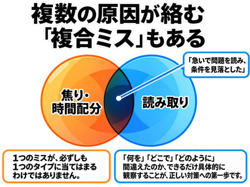 複数の原因が絡む「複合ミス」もある